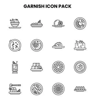 Garnish Line Bundle Icons Pack Stock Illustration