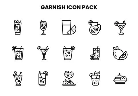 Garnish Line Icons Pack Stock Illustration