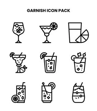 Garnish Line Icons Pack Stock Illustration