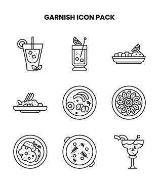 Garnish Line Vector Icons Pack Stock Illustration