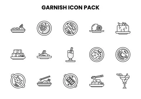 Garnish Line Vector Icons Pack Stock Illustration
