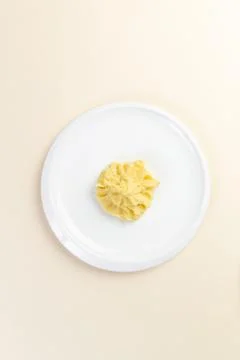 Garnish mashed potatoes. In a plate. Stock Photos