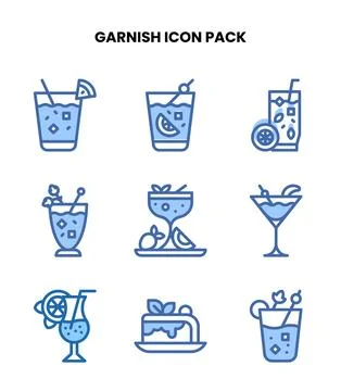 Garnish Two Colour Set Icons Pack Stock Illustration