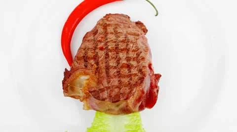 Garnished beef (pork) steak Vídeos de archivo 23234514