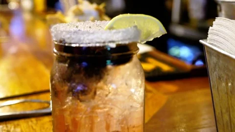 Garnished Breakfast Cocktail Stock Footage 79212125
