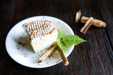 Garnished three milk cake Stock Photos