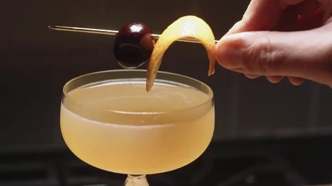Garnishing a Cocktail Stock Footage 84900647
