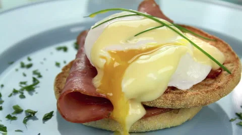 Garnishing Eggs Benedict Stock Footage 1059512