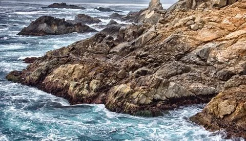 Garrapata state beach ocean waves Stock Photos