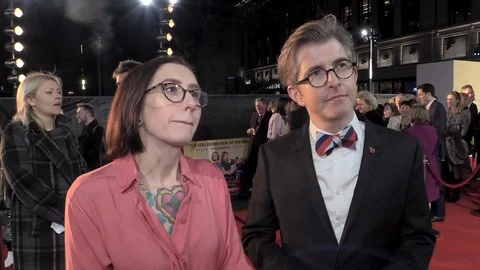 Garth Malone and Samanta Stevenson at Red Carpet premiere of Military Wives 2020 Video stock 128808809
