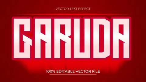 Garuda editable text effect in modern gradient red trend style Stock Illustration