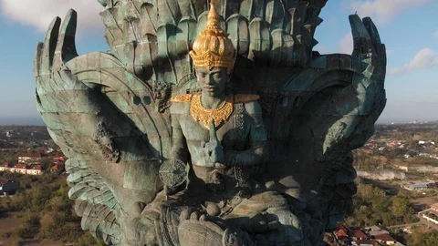 Garuda Wisnu Kencana statue drone view Stock Footage