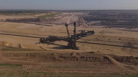 Garzweiler Surface Mine With Heavy Coal Digger Machinery In North-Rhine Stock Footage 285024939