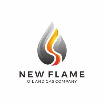 Gas and oil logo design with flame Stock Illustration