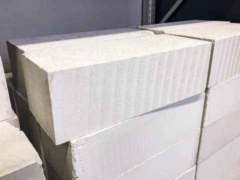 Gas blocks bricks in a stack Stock Photos