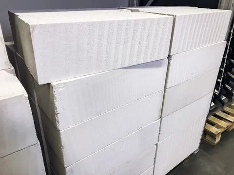 Gas blocks bricks in a stack Stock Photos