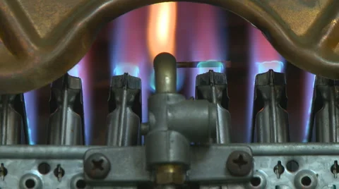 Gas boiler heater burning Stock Footage