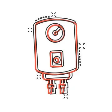 Gas boiler icon in comic style. Heater cartoon vector illustration on isolate Stock Illustration