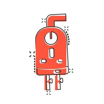 Gas boiler icon in comic style. Heater cartoon vector illustration on isola.. Stock Illustration