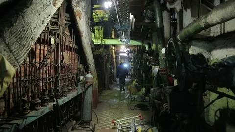 Gas boiler inside in operation Stock Footage 102697044