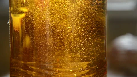 Gas bubbles in a bottle of beer 動画素材 48904140