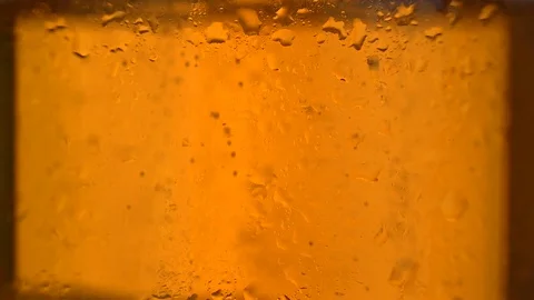 Gas bubbles run up in a poured beer Stock Footage 119369475