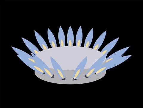 Gas burner with blue flame. Stock Illustration