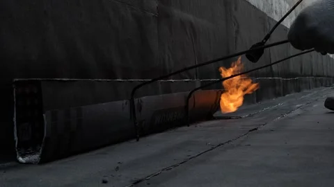 Gas burner construction work close up shot 스톡 동영상 245439662