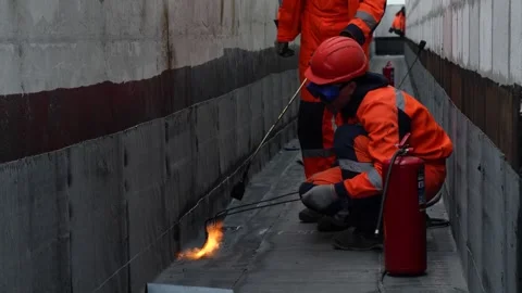 Gas burner construction work 스톡 동영상 245439636