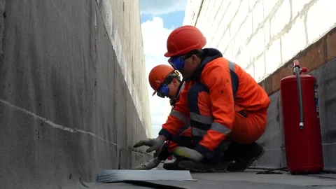 Gas burner construction work 스톡 동영상 245934464