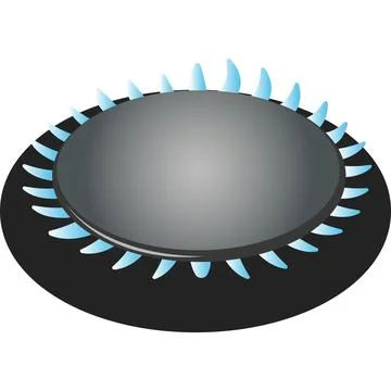 Gas burner with fire. Space heating and cooking. Stock Illustration
