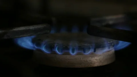 Gas burner flame. Close up Stock Footage 93746890