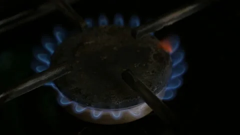 Gas burner flame. Close up Stock Footage 93747078
