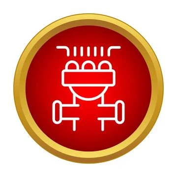 Gas burner heating system icon on red button Stock Illustration