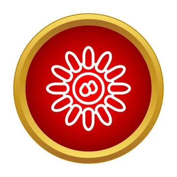 Gas burner icon button with red flame element Stock Illustration
