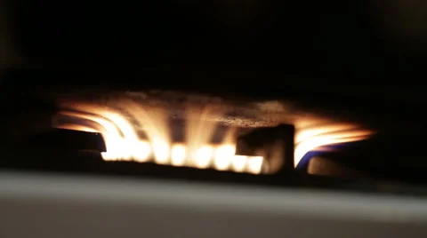 Gas burner at  kitchen range Stock Footage 46572975
