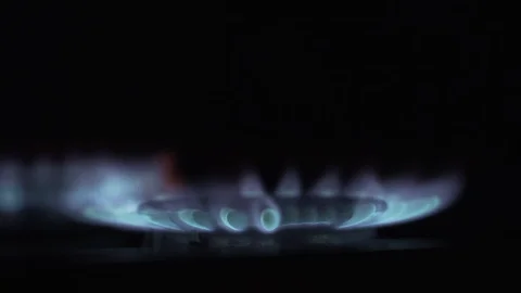 Gas burner lightning up in the darkness Stock Footage 90709596