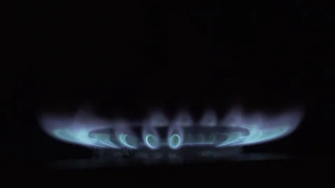 Gas burner lightning up in the darkness Stock Footage 90711042