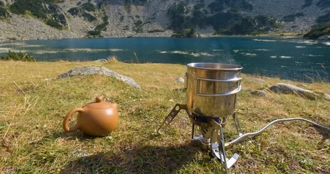 Gas burner in the mountains Stock Footage 117620897