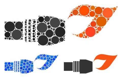 Gas burner nozzle fire Composition Icon of Spheric Items Stock Illustration