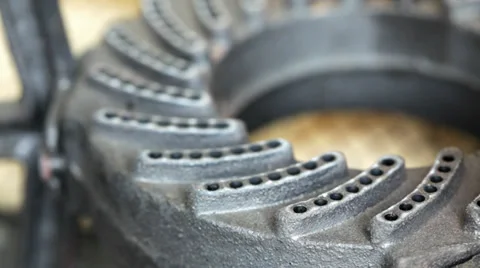 Gas burner; setting the flame; close up; Stock Footage 35918299