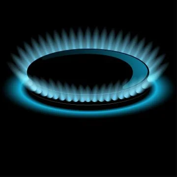 Gas burners, blue flame, vector background Stock Illustration