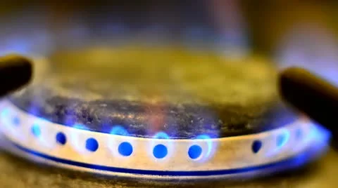 Gas burning on a stove Stock Footage 9799059