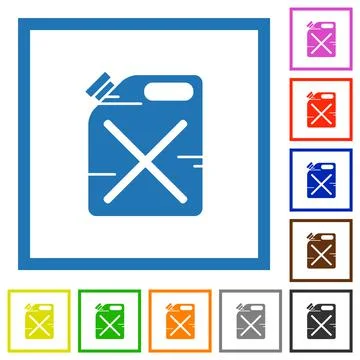 Gas can solid flat framed icons Stockillustratie