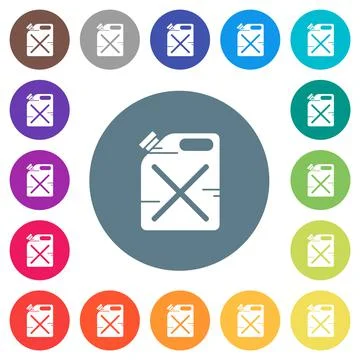 Gas can solid flat white icons on round color backgrounds Stock Illustration