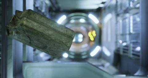 Gas canister floating in zero gravity on the space station Stock Illustration