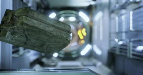 Gas canister floating in zero gravity inside the space station Stock Illustration