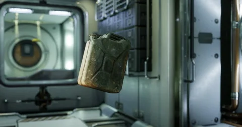 Gas canister floats in zero gravity aboard the ISS Video stock 306153970