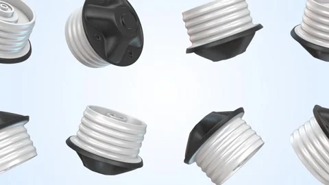 Gas Caps Falling on a Light Blue Background. Fuel Tanks Secure Seal. Gas Cap 3D. Stock Footage 299830006