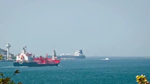 Gas Carrier in Bosphorus Stock Footage 27440324